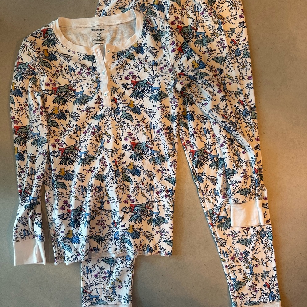 Roller Rabbit Jungle Kids Pajamas Size 12